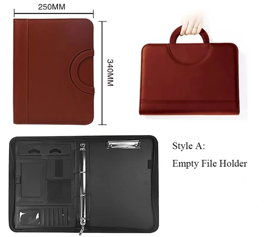 A4 휴대용 파일 폴더 계산기 바인더 주최자 관리자 사무실 문서 패드 서류 가방 PU 가죽 Padfolio 가방 사용자 정의