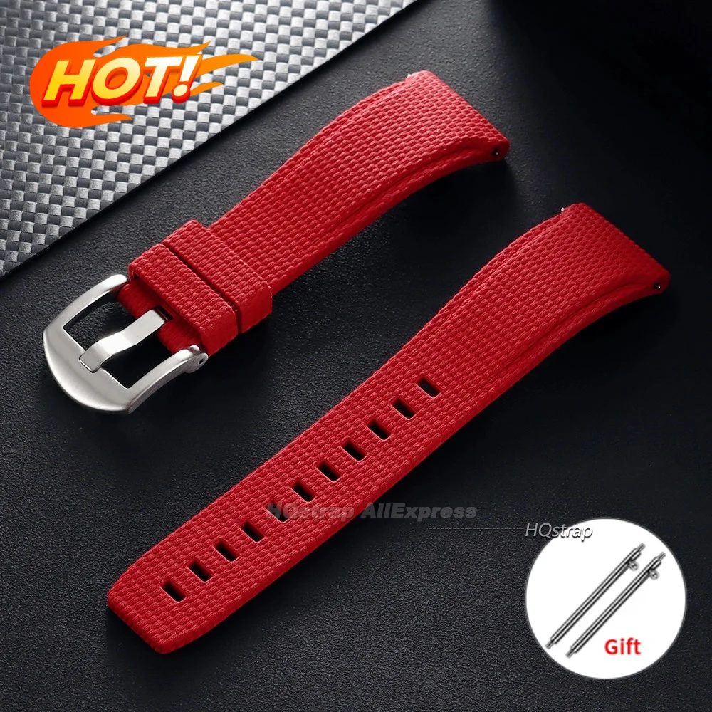 Premium FKM Rubber Waterproof Watch Strap with Curved End - 20/21/22mm