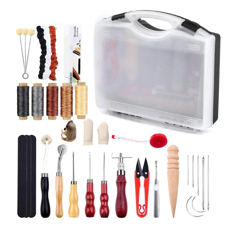

Leather Sewing Kits Mini Travel Sewing Sets DIY Sewing Needle Thread Supplies for Home Travel Emergency Sewing Repairs
