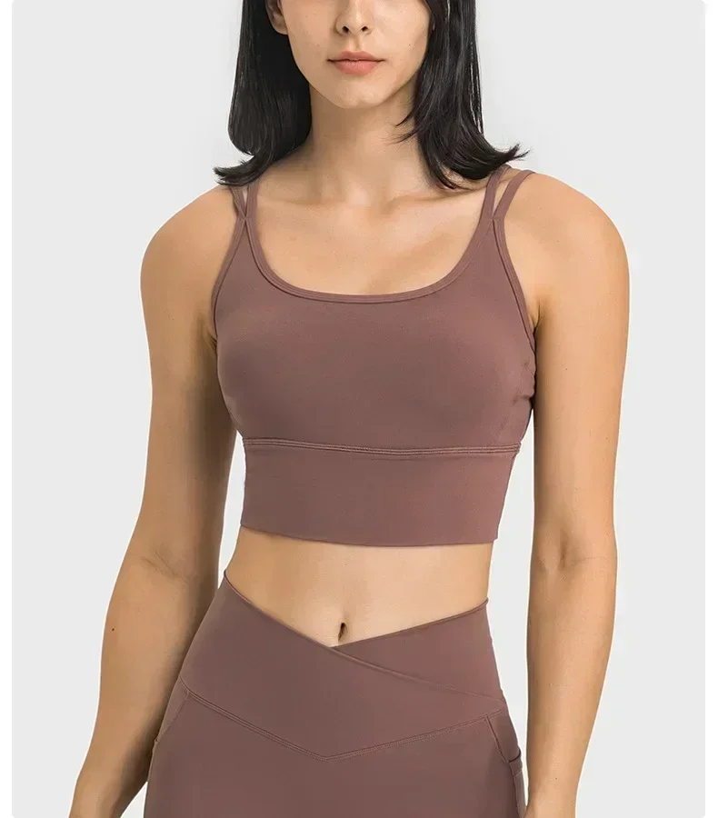 Lemon Women Yoga Sports Bra Gym Tank Top Outdoor Jogging Fitness Underwear Tube Top Sportswear Two-shoulder Strap Vest Clothing