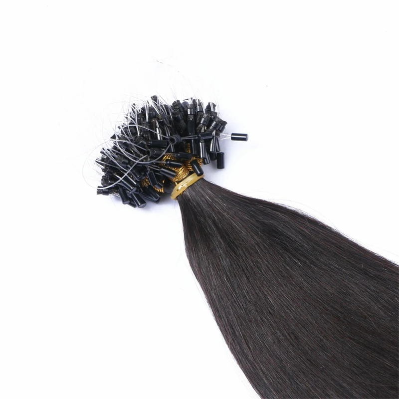20inch Straight Micro Ring Virgin Hair Extensions Red Remy Natural Color Brown Micro Bead Loop Human Hair Extension 14-26inch