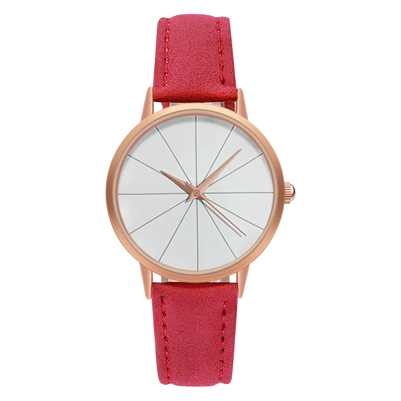 

Women'S Quartz Dial Digital Watch Frosted Leather Strap Stainless Steel Dial Ladies And Girls' Watch Classic Red Fashion Watch