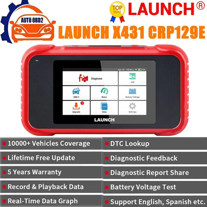 

LAUNCH X431 CRP129E Car OBD2 Diagnostic Tools ENG ABS SRS AT Oil SAS EPB TPMS DPF Reset Auto OBD Scanner Free Update pk CRP123E