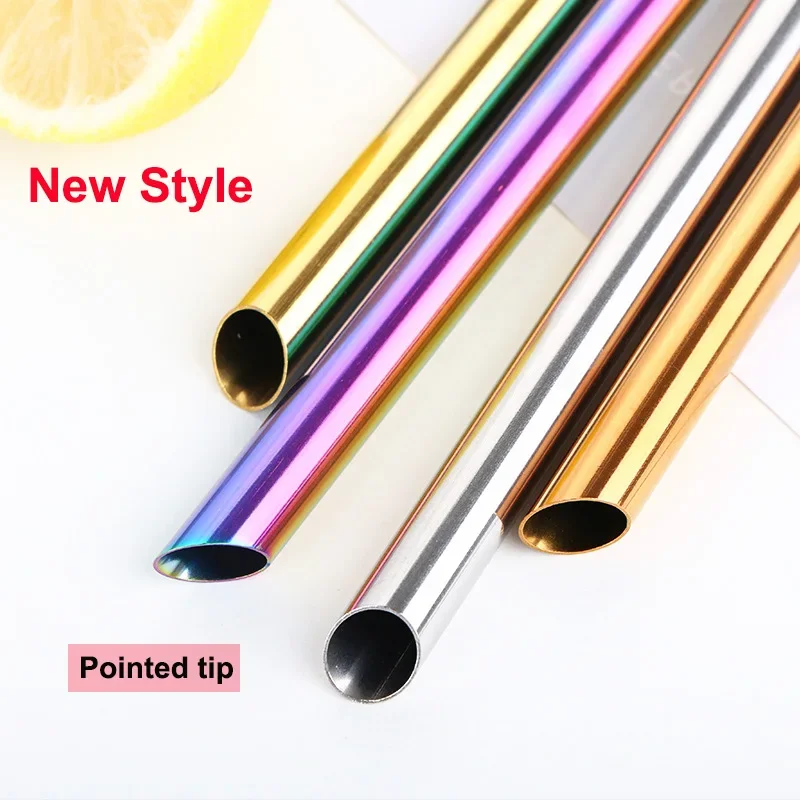 UPORS Extra Wide Reusable Stainless Steel Drinking Straws for Smoothies and Bubble Tea, Set of 2