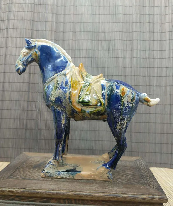 

Collect Chinese Ceramics Tri-Color Glazed Pottery Tang Dynasty War-horse Statue