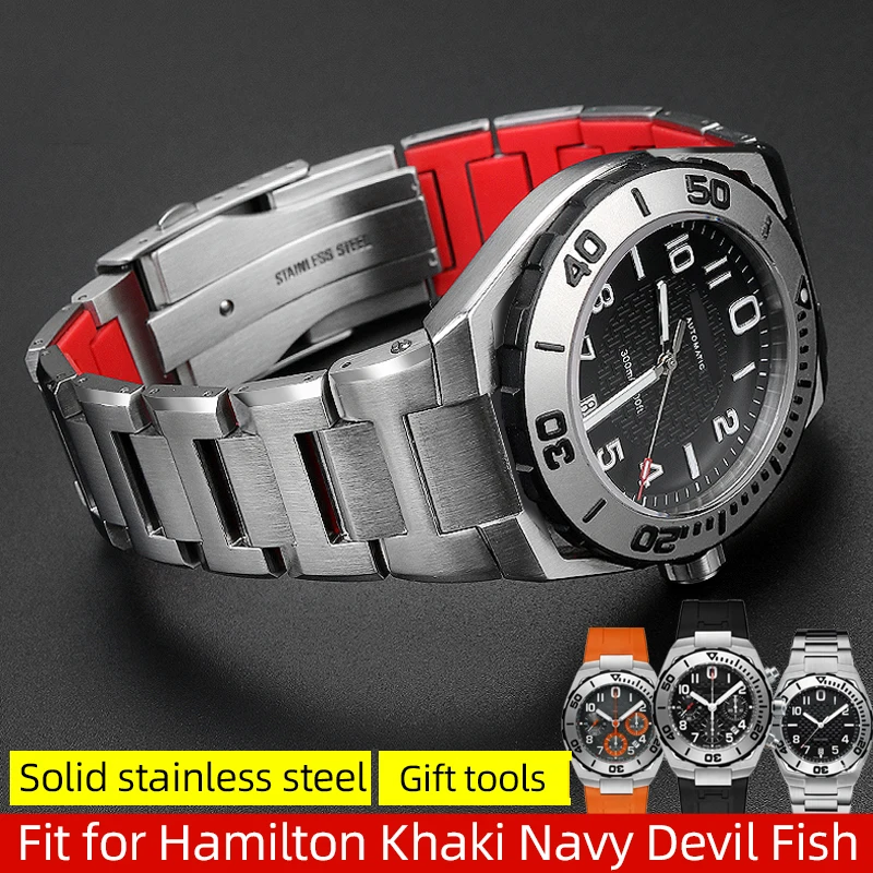 Cinturino Per Orologio In Acciaio Inossidabile Adatto Per Hamilton Khaki Navy Devil Fish H78716983 H78716333 Cinturini Per Immersioni Cinturino In Gom