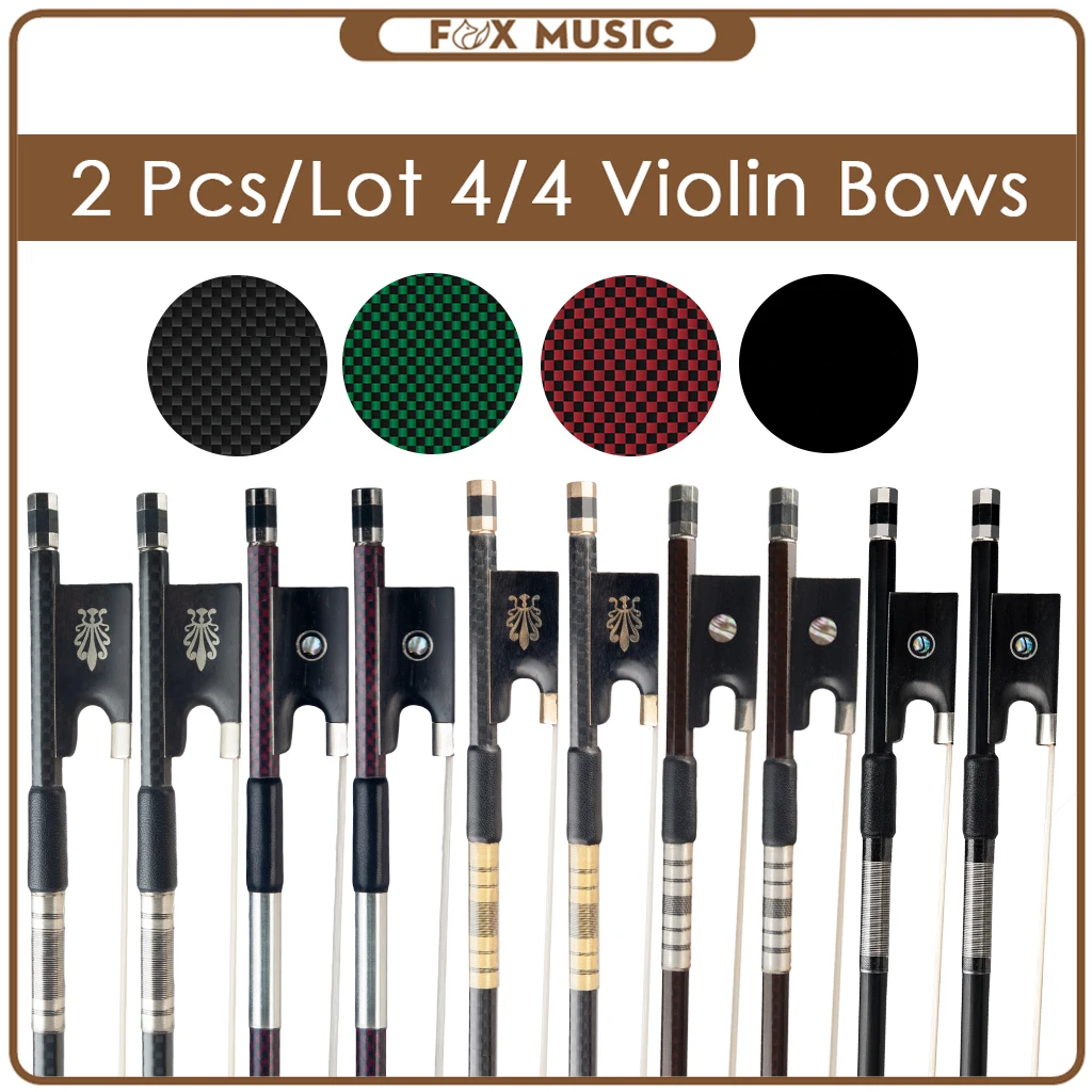 

2pcs/Lot 4/4 Full Size Violin Bows Carbon Fiber Stick AAA Grade White/Black Horsehair Ebony Frog Fast Response And Durable Bow