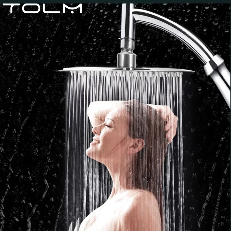 6 Inch Chrome High Pressure 360 Adjustable Large Round R ainfall Sprayer Bathroom Hand Held Shower Head Shower Faucet 3