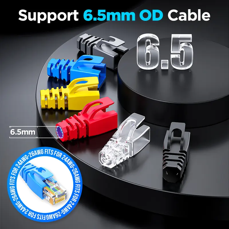 AMPCOM RJ45 Ethernet Network Cable Strain Relief Boots Cable Connector Plug Covers for CAT5 CAT5e CAT6 (Plastic) - Image 4