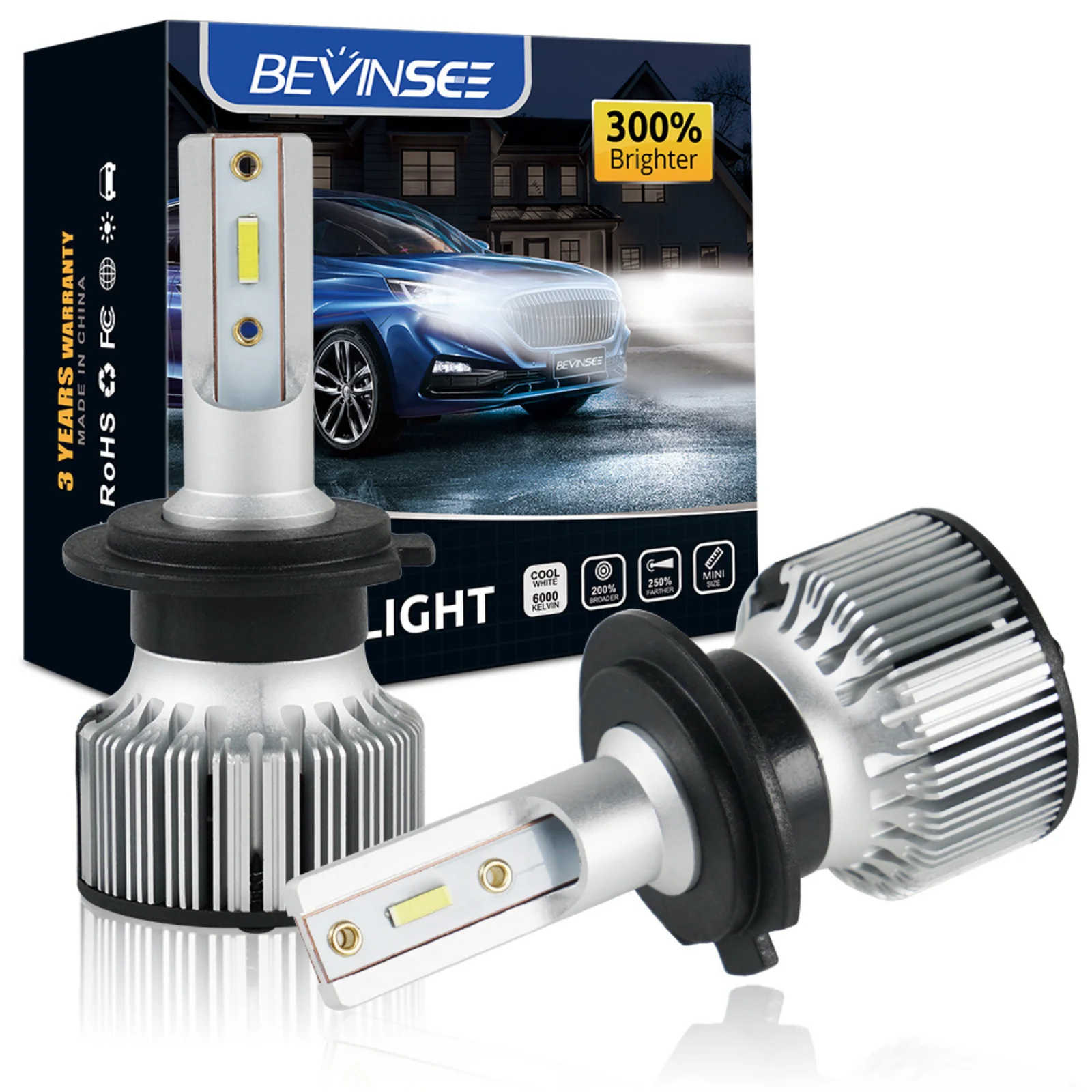 LED Car Headlights High Low Beam Fog Light H7 H4 H11 9005 HB3 9006 HB4 60W 10000LM 6000K 12V