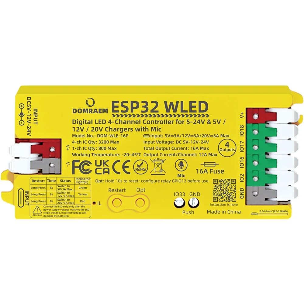 ตัวเลือกสินค้า ตัวควบคุมเสียง ESP32 สำหรับไฟพิกเซล