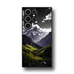 Tempered Glass Phone Case with Mountain Scenery Design - ForSamsung S24 Ultra (HS)