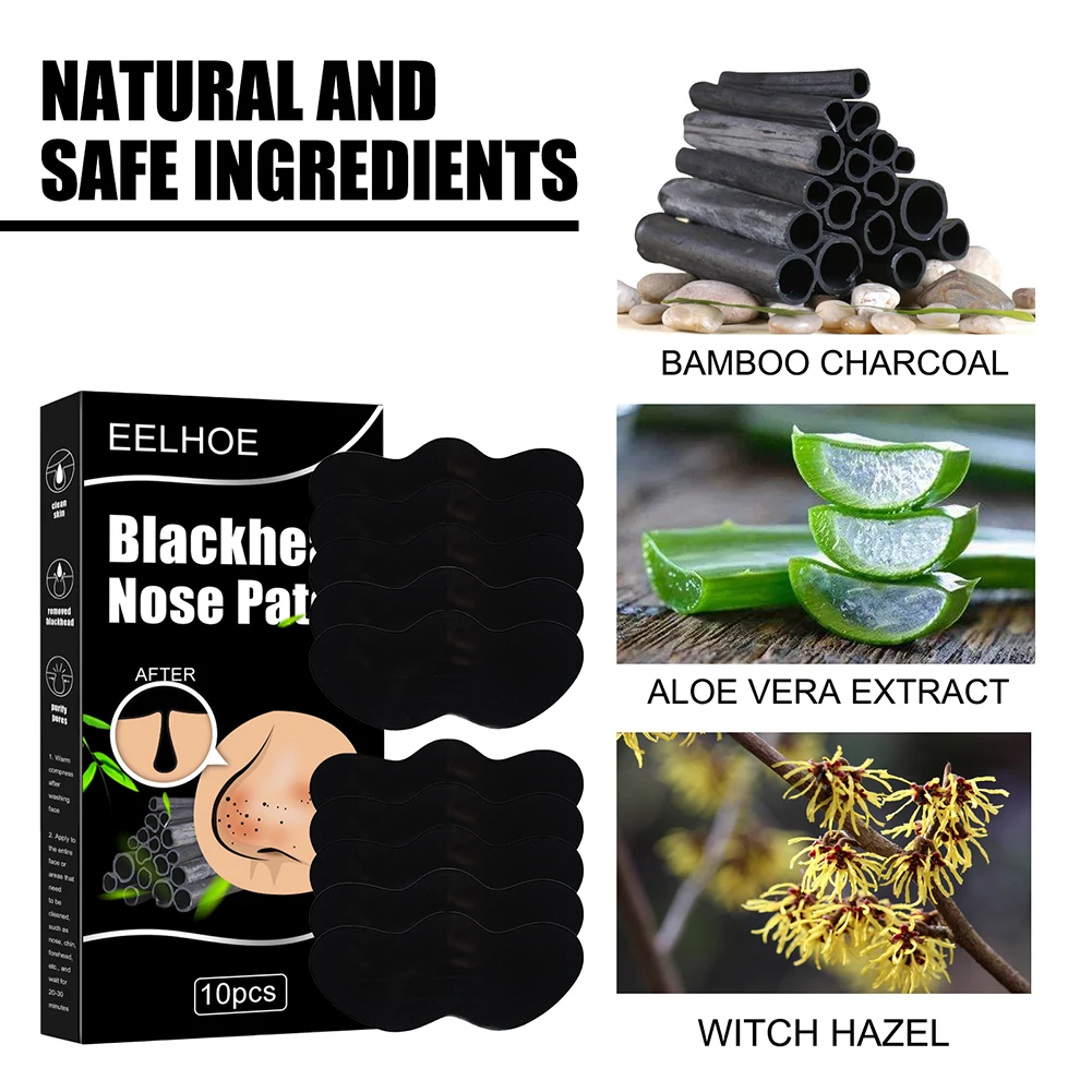 10pcs Unisex Blackhead Remove Mask Peel Nasal Strips Deep Cleansing Shrink Pore Nose Black dots Remove Stickers Skin Care Patch 5