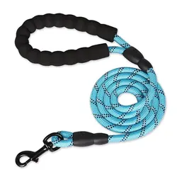 Reflective Dog Leash with Padded Handle - Heavy Duty Dual Traction Rope - 3m (Blue)
