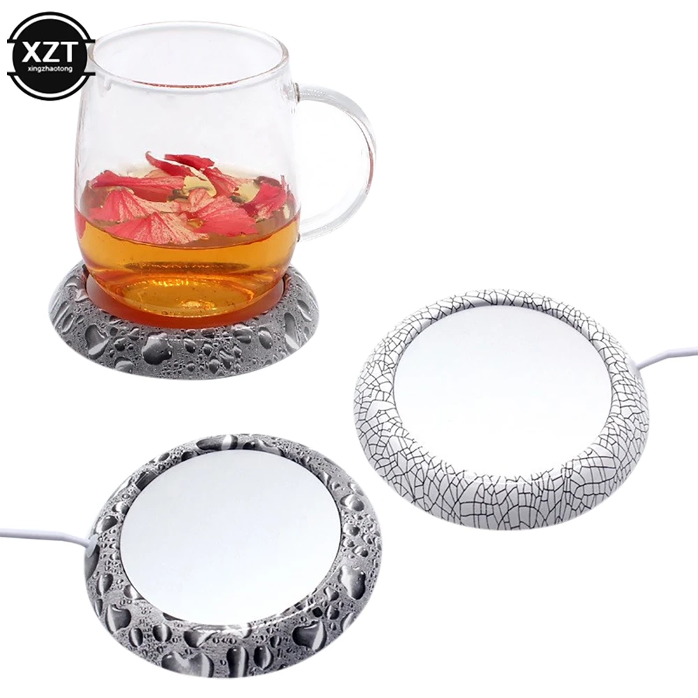 

Wood Grain Warmer Cup-Pad Coffee Tea Drink Constant Temperature Thermal Insulation Metal Base Coaster for Office Home