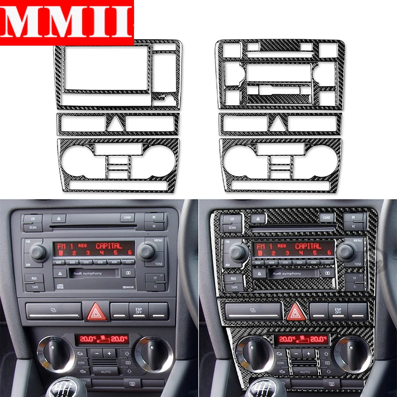 Carbon Faser Aufkleber Zubehör Auto Center Control Panel AC Radio  Navigation Control System Trim Für Audi A3 S3 8P 2006 2007