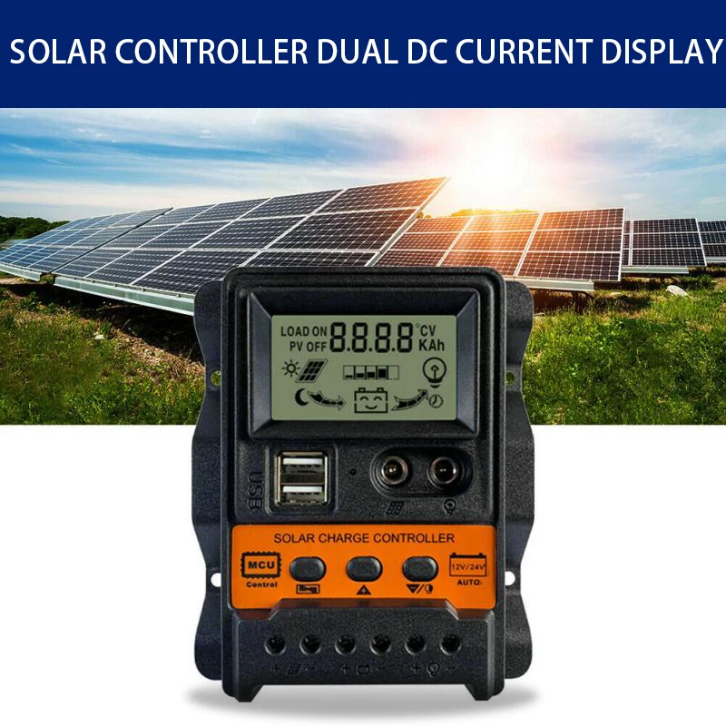 Regolatore Di Carica Solare Mppt A Doppia Potenza Fotovoltaica 10A 12V/24V Usb 5V Display Lcd Regolatore Solare Lcd
