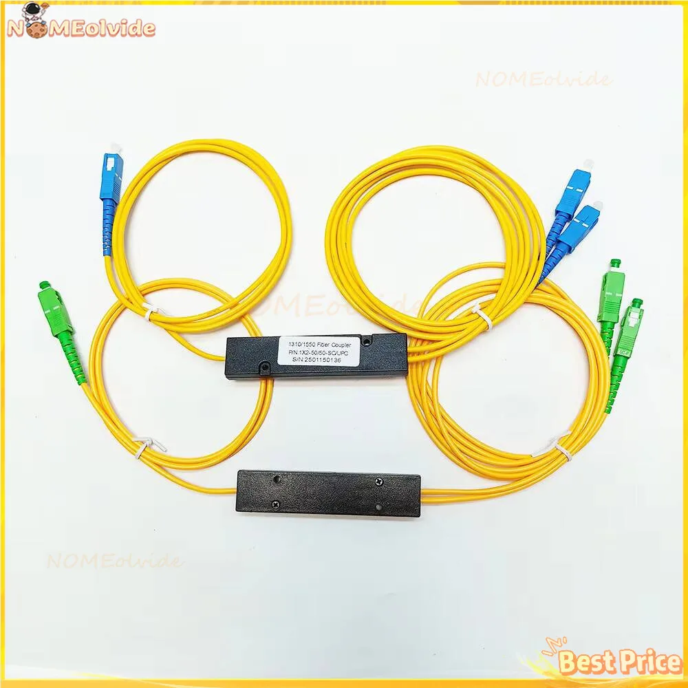 PLC Splitter SC A/UPC 1X2 PLC Singlemode Fiber Optic Splitter SC/UPC FBT Taper Type Computer Cable Cord Sleeve 5-10pcs