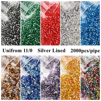 2000pcs Japan Glass Silver Lined Beads 1