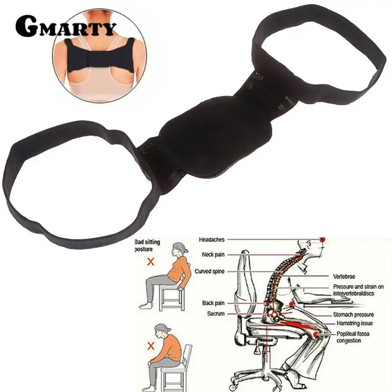 

1 шт. черный пояс для груди, поддерживающий пояс для спины для взрослых, коррекция спины, поясничный бандаж, выпрямитель, корсет, коррекция осанки, забота о здоровье