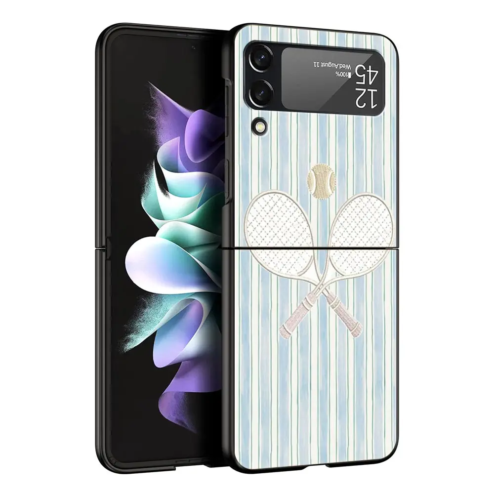 Elegant Black Tennis-Inspired Foldable Phone Case - Durable Hard Shell Cover