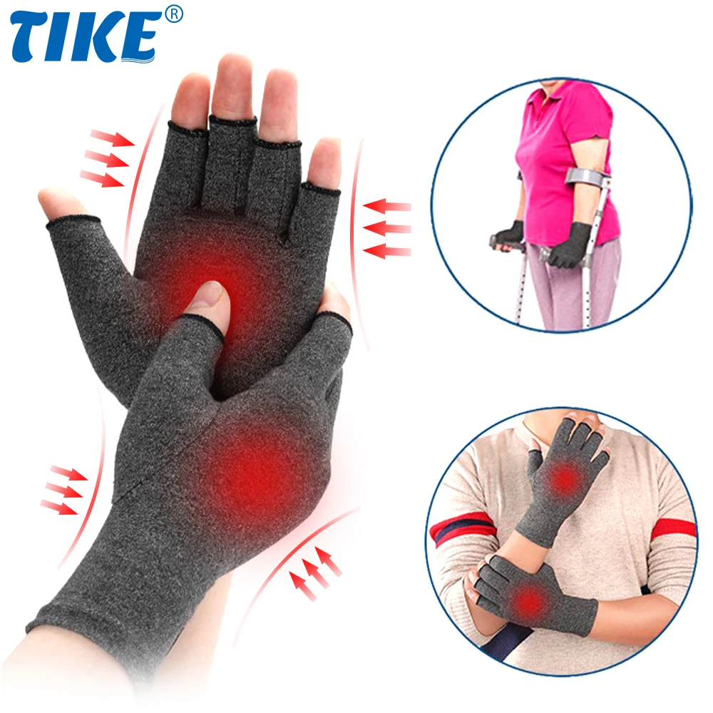 

TIKE Unisex Arthritis Gloves Therapy Compression Cotton Arthritis Joint Pain Relief Gloves Half Finger Cycling Fitness Gloves