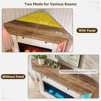 56'' Corner Fireplace TV Stand for 65 Inch TV, Farmhouse Entertainment Center w/ 30'' Electric Fireplace, Media Console for 4