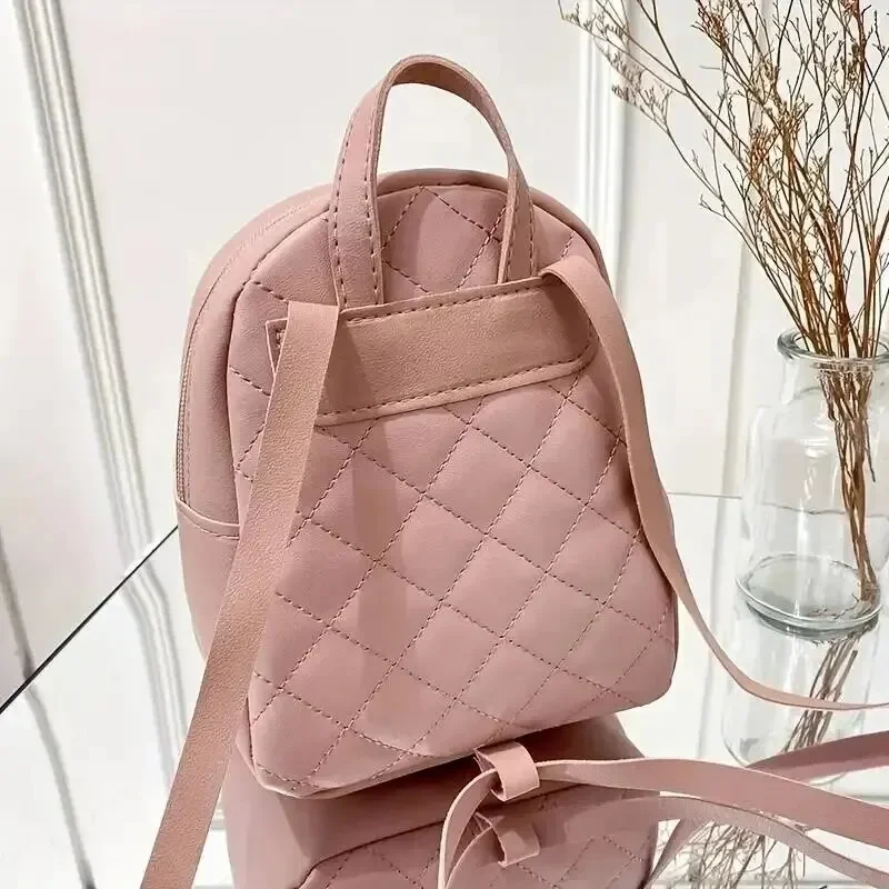 Women's PU Leather Backpack – Fashion Designer Small Bag for Girls, Mini Shoulder Bag, Stylish School & Travel Backpack 백팩