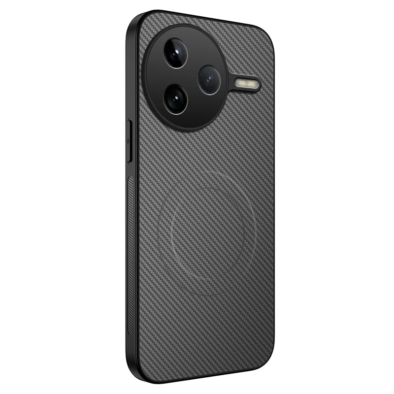 MagSafe Carbon Fibre Phone Case with Camera Lens Protection - Soft Bumper Cover
