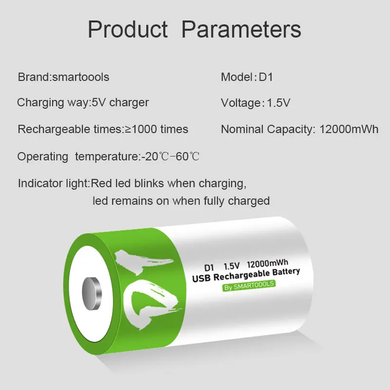 D size 12000mWh lithium Rechargeable battery USB charging li-ion batteries for domestic water heater with natural gas stove rechargeable lithium batteries