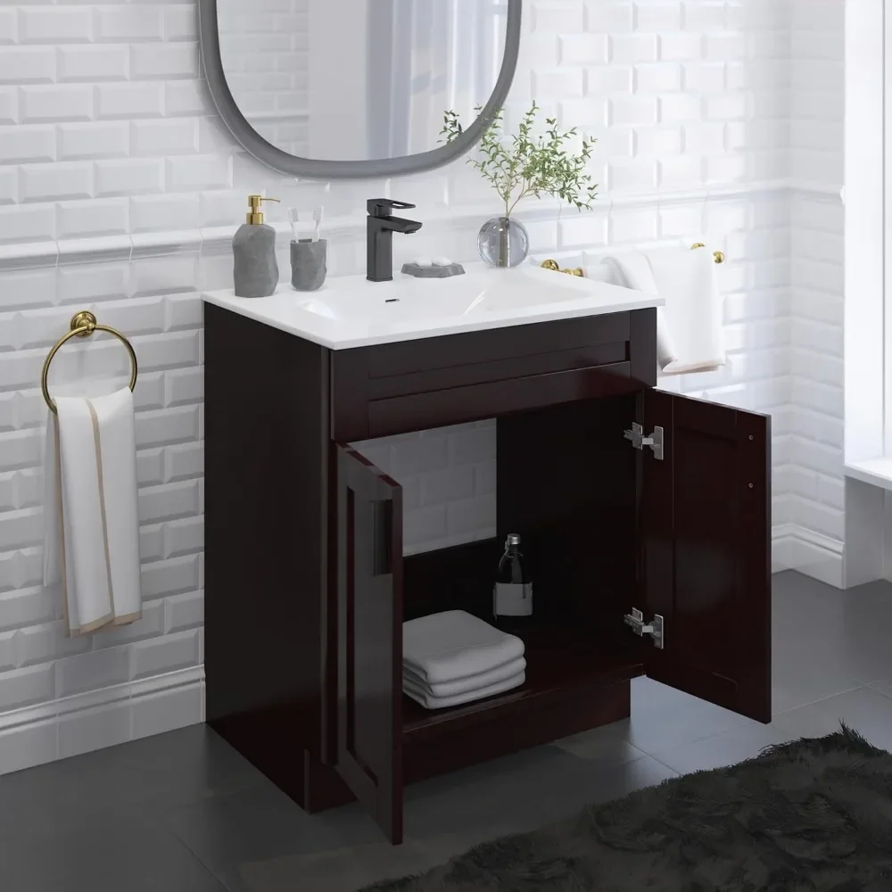 Bathroom Vanity Sink Base Ready-to-Assemble Bathroom Cabinet 24"/30'/36" Width (Vanity Base in Espresso Shaker, 30 inch) 3