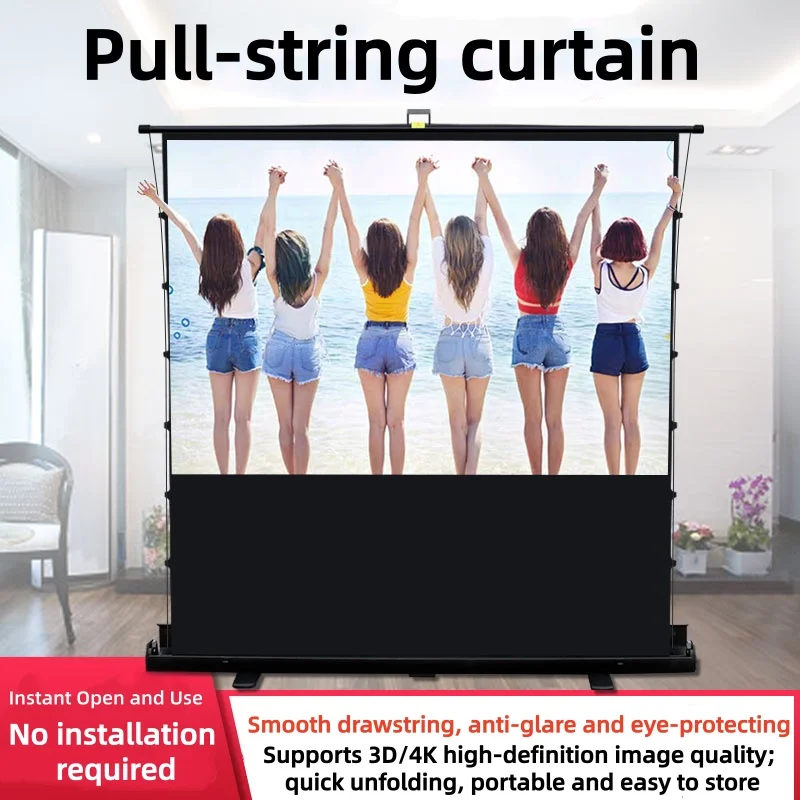 Schermo Pieghevole Senza Pieghe con Supporto per Proiezione, Compatibile con Display 3D/4K, Ideale per Home Theater Interno - immagine 2