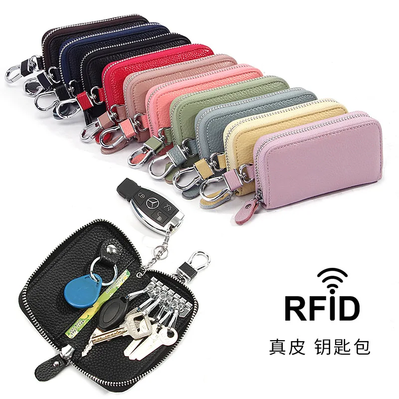 Soft Leather Key Holder Organizer Pouch Men Women Car Key Wallet House  Keychain Housekeeper Key Case Zipper Bag Mini Card Bag - AliExpress