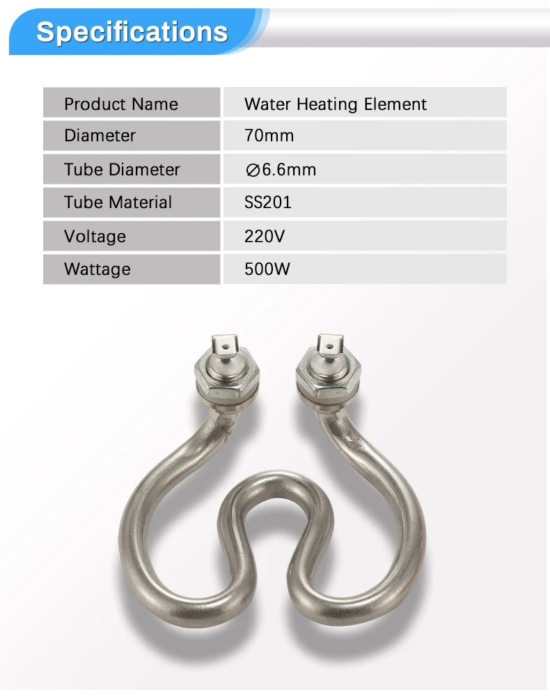 Description Picture 3 of item500W 220V Electric Heat Tube 2U Stainless Steel Horseshoe Shape Water Heating Elements for Quick Electric Kettle/Coffee Pot