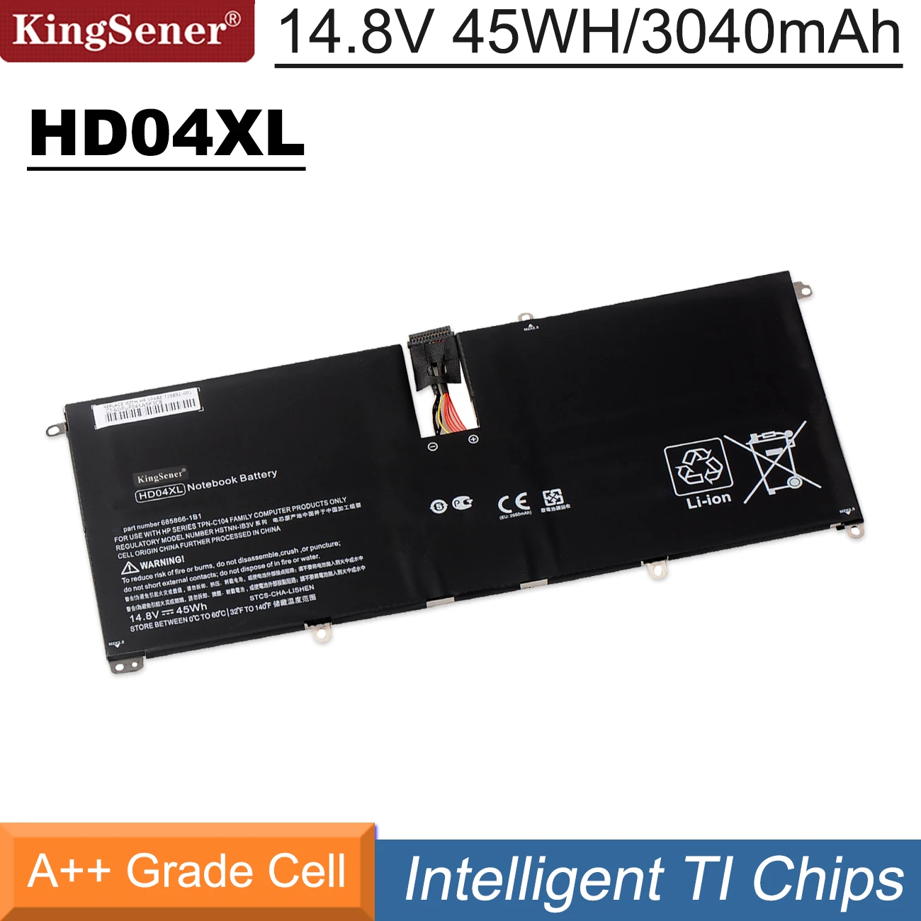 Kingsener Bateria para hp Envy Spectre Hd04xl xt 132000eg 13-2023tu 13-2120tu 13-2113tu xt Pro 13-b000 Hstnn-ib3v 685989001