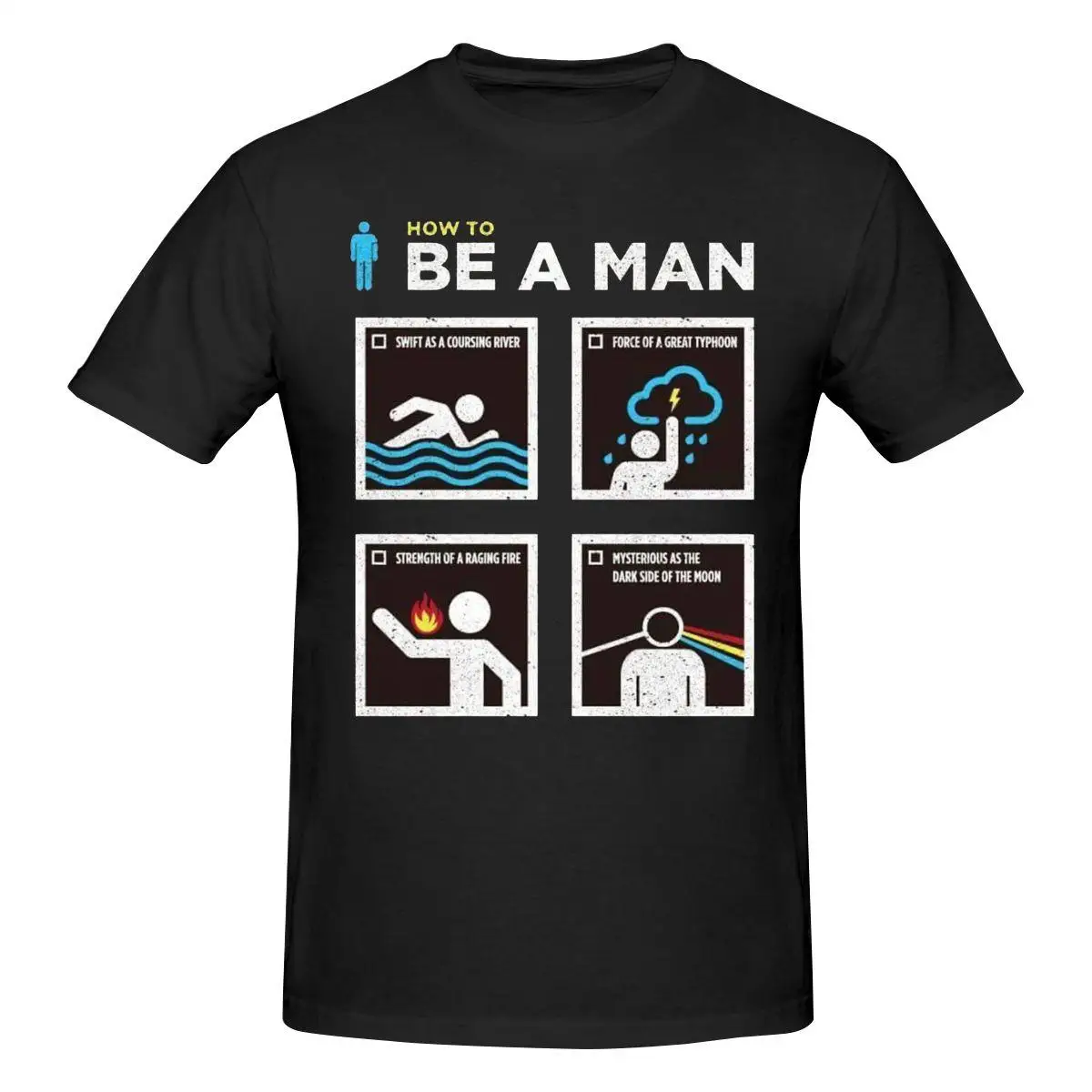 

How To Be A Man Fire Force Retro T Shirt Cotton Crewneck Short Sleeve Shirts