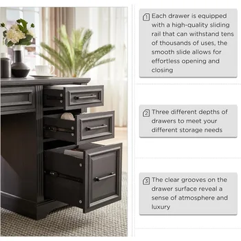 Large Computer Desk with Drawers, Embossed Texture Home Office Desk, Workspace for Work Study Writing 5