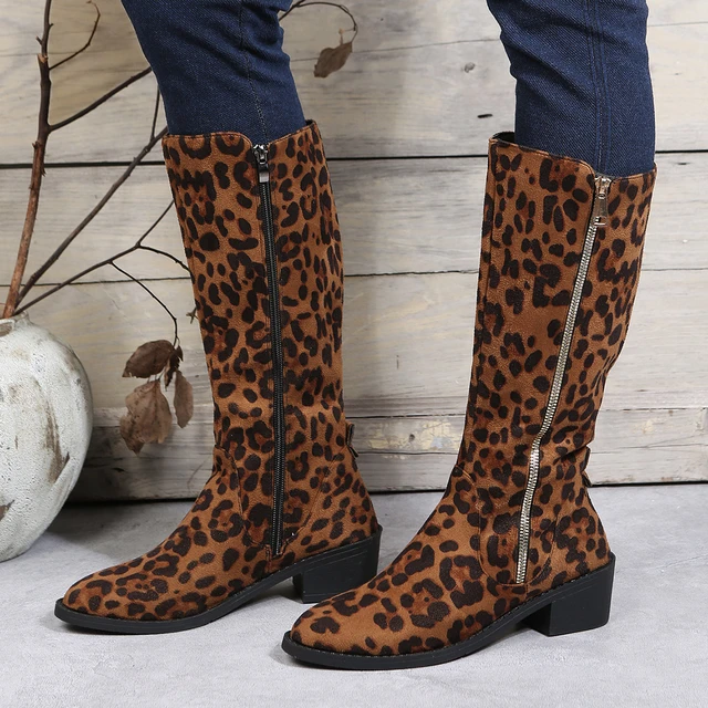 Women Ankel Boots 2022 Casual Leopard Shoes Lace-Up Short Boot Autumn  Winter Thick Bottom Ladies Knitted No Slip Botas De Mujer - AliExpress