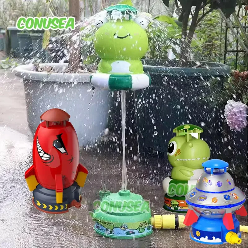 Jouet d'eau d'extérieur pour bébé, jouets de bain, dessin animé grenouille dinosaure, arroseur rotatif, jardin, cour, jeux amusants, jouets pour enfants, garçons et filles