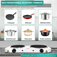 Plaque chauffante électrique filaire 1500W, Double plaque chauffante, brûleur électrique à 2 anneaux avec réglages de chaleur variables, cuisinière électrique de Table, camping 6