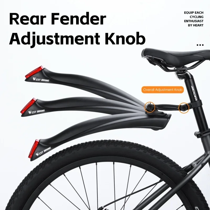 WEST BIKING Bicycle Fender Waterproof Anti-Fouling Durable Reflective Bike Mudguard for 26/27.5 lnch MTB Bicycle Bike Accessory