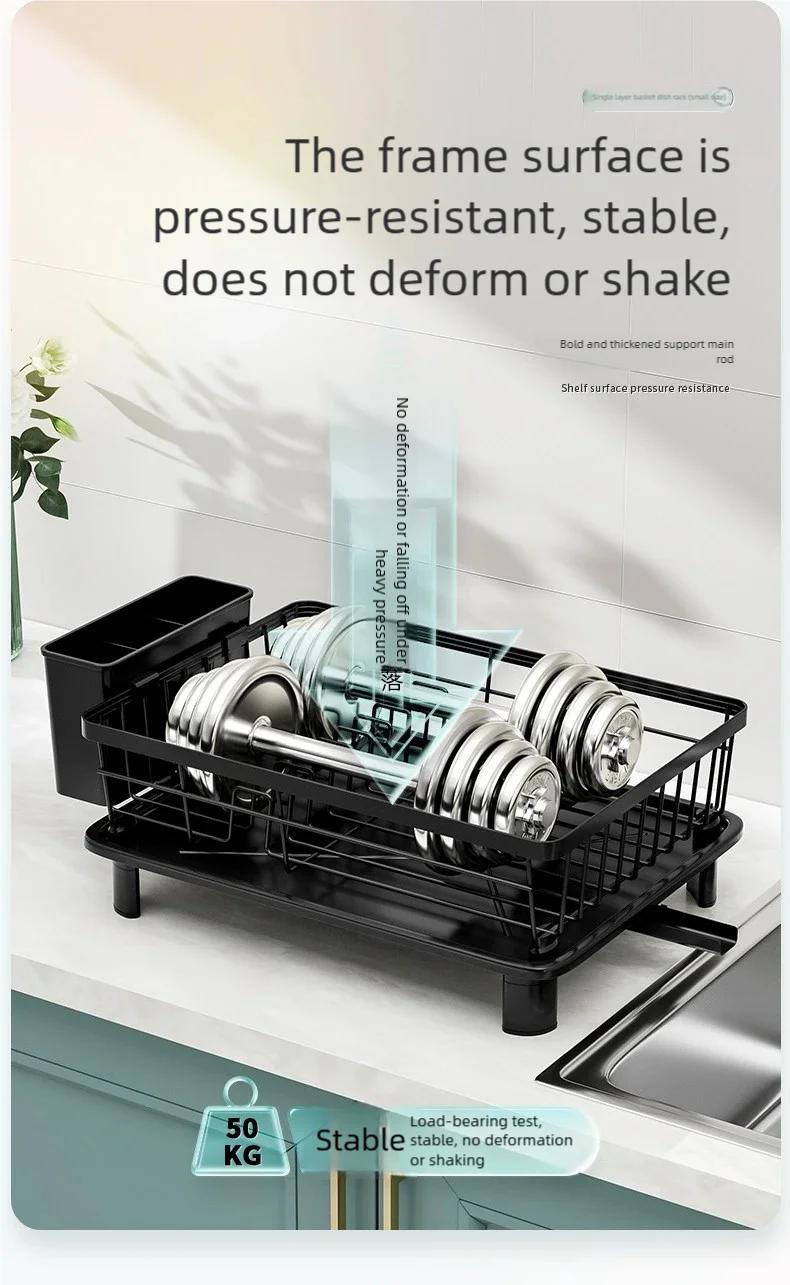 Description Picture 4 of itemKitchen Dish Rack Dinnerware Drying Rack Chopsticks and Cutlery Storage Rack Household Multifunctional Countertop Shelf Drainer