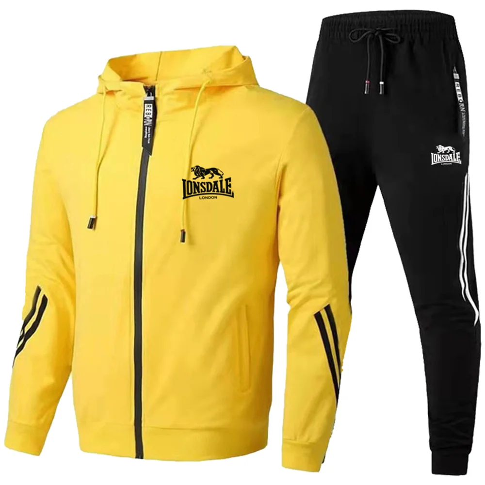 2024 New Leisure Outdoor Sports Set Lonsdale Logo Travel Fitness Running Morning Casual Men's Two Piece 4