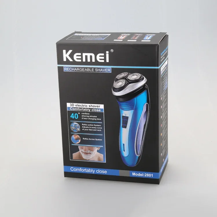 Km-2801 Floating Triple Blade Shaver Electric Razor Men's Rechargeable Beard Trimmer Professional Grooming Tool