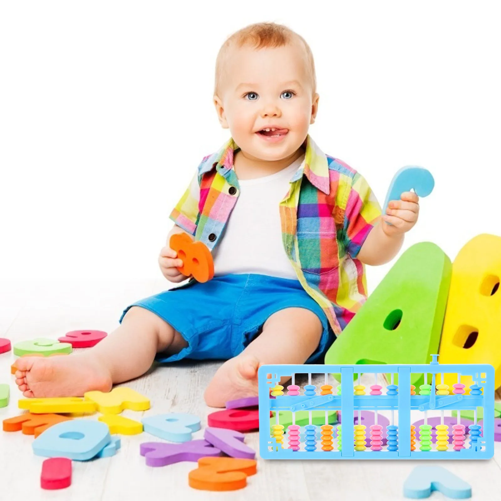 13 자리 다채로운 구슬 플라스틱 주판 어린이 학습 도구 창의적인 산술 계산 계산기 휴대용 내구성 수학