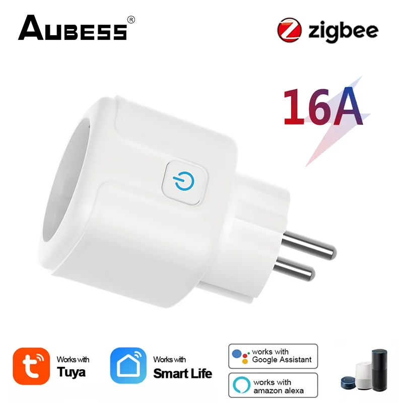 

Умная розетка Tuya Zigbee для умного дома, розетка с дистанционным управлением, с монитором питания, европейская вилка, для Alexa Home Assistant