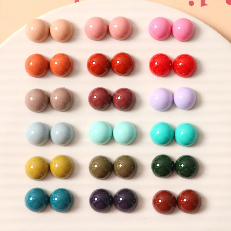 

Wholesale 100pcs 12mm Solid Colors Flatback Ruond Resin Cabcochon Ornament Beading Accessories Material Patch Sticker Craft Bead