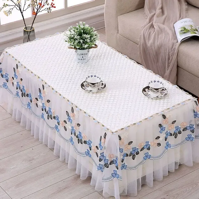 

Modern Lace hemming Dustproof Tablecloth Rectangular Fabric Tea Table cloth Multiple Options Home desk case Cover Cloth