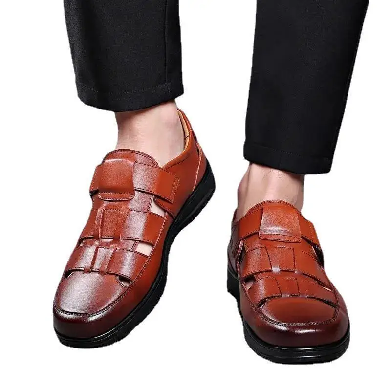 Men's Leather Anti Slip Shoes Business Casual Summer Sandals