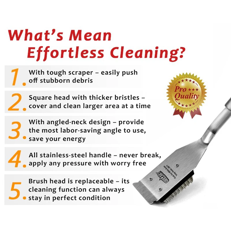 Grill Brush&Scraper, Wire BBQ Grill Brush for Outdoor, 16.5&rdquo; Cleaning Brush BBQ Accessories, Safe Cleaner